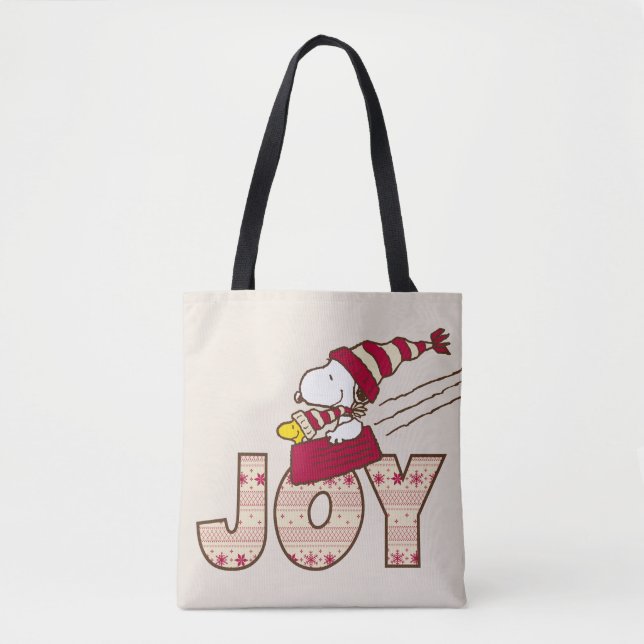 Bolso De Tela Cacahuetes | Snoopy & Woodstock Joy Sled Ride (Anverso)