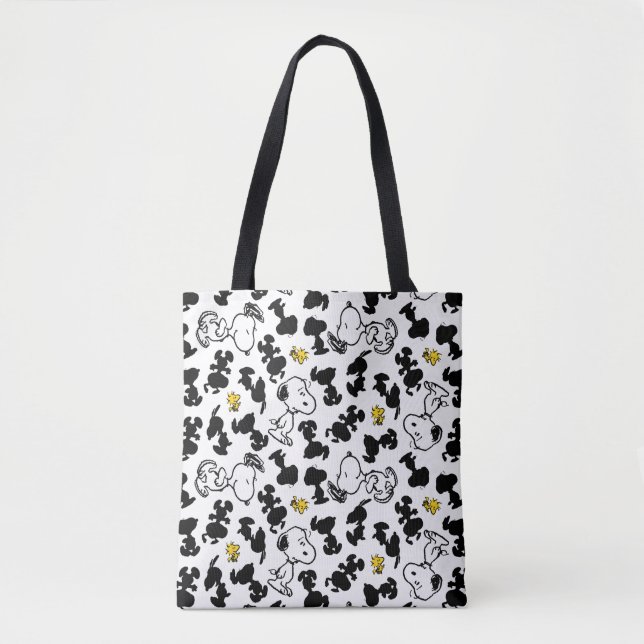 Bolso De Tela Cacahuetes | Snoopy & Woodstock Shadow Pattern (Anverso)