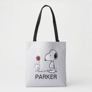 Bolso De Tela Cacahuetes Snoopy y Woodstock Rojo y Negro