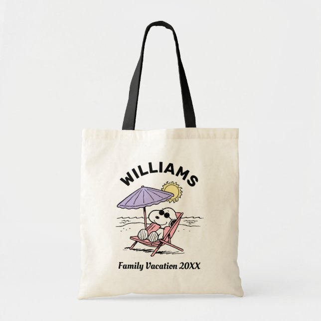 Bolso De Tela Cacahuetes | Vacaciones Snoopy Beach Family (Frente)