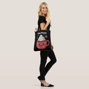 Bolso De Tela Cacao Acogedor Mono Kawaii Chocolate Caliente Navi