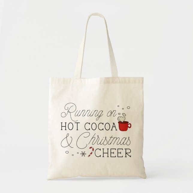 Bolso De Tela Cacao Caliente Y Navidades Alegran (Frente)