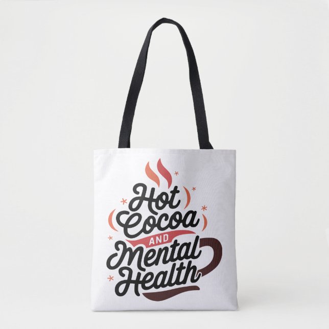 Bolso De Tela Cacao caliente y salud mental personalizado (Anverso)