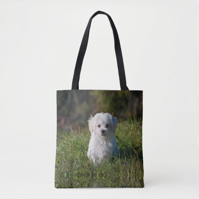 Bolso De Tela Cachorro blanco lindo (Anverso)