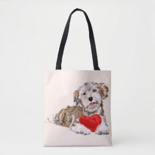 Bolso De Tela Cachorro con bolsita de tocador de regalo de coraz