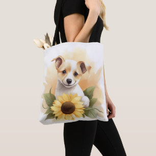 Bolso De Tela Cachorro con girasol