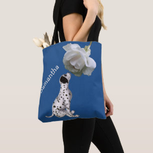 Bolso De Tela Cachorro dálmata y Rosa personalizado