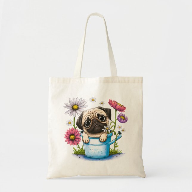 Bolso De Tela Cachorro de cachorro de cerdo Daisies Personalizad (Frente)