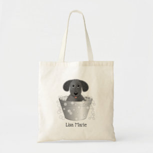 Bolso De Tela Cachorro de cachorro personalizado en una tina con