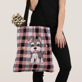 Bolso De Tela Cachorro de Cuadros Rosas