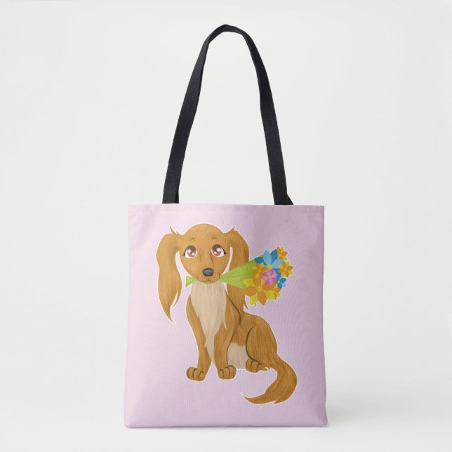 Bolso De Tela Cachorro de flores (Anverso)