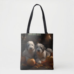 Bolso De Tela Cachorro de Old English Sheepdog Otoño Delicia Cal