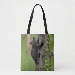 Bolso De Tela Cachorro de Oso Negro Subiendo un Árbol