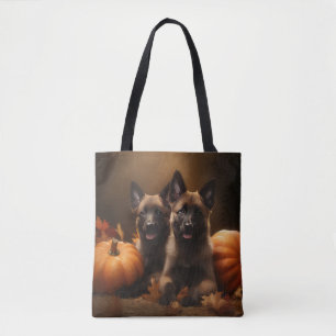 Bolso De Tela Cachorro de Pastor Belga Delicia de Otoño Calabaza