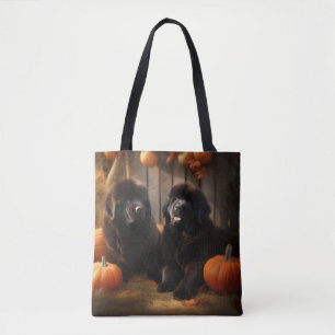 Bolso De Tela Cachorro de Terranova Otoño Delicia Calabaza