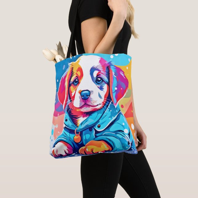 Bolso De Tela Cachorro en diseño de Abrigo Azul (Detalle)