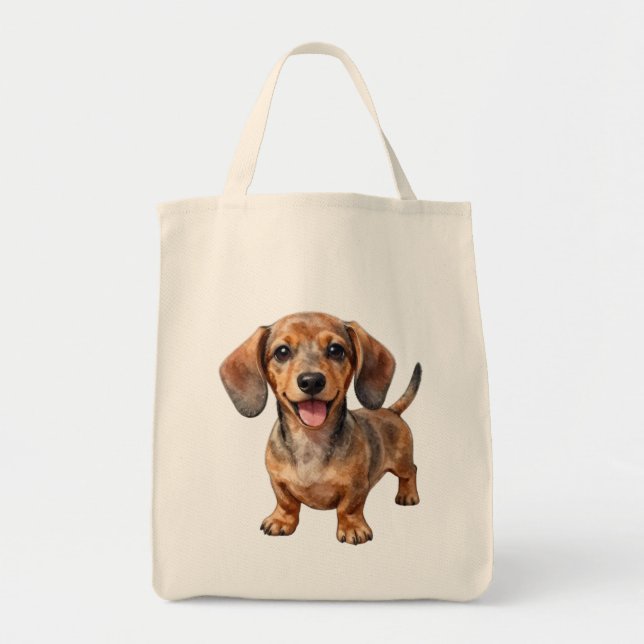 Bolso De Tela Cachorro feliz de Dachshund (Frente)