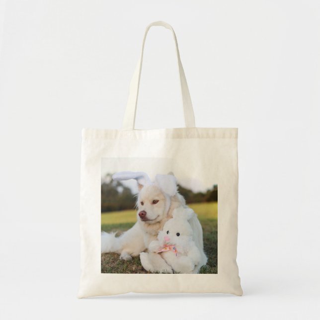 Bolso De Tela Cachorro finlandés blanco (Frente)