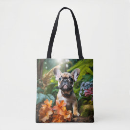 Bolso De Tela 😍Cachorro francés dulce en una selva