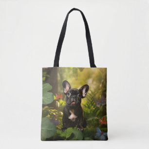 Bolso De Tela 🐶💗Cachorro Frenchie dulce en una selva