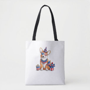 Bolso De Tela Cachorro galés patriótico Corgi Pup 4 de julio
