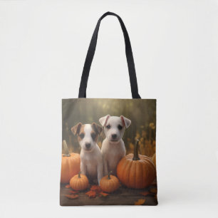 Bolso De Tela Cachorro Jack Russell Otoño Delicia Calabaza 