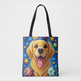 Bolso De Tela Cachorro Mágico de Retriever Dorado con Estrellas