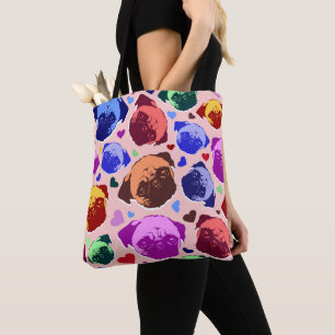 Bolso De Tela Cachorro Pug PopArt Estilo Retro