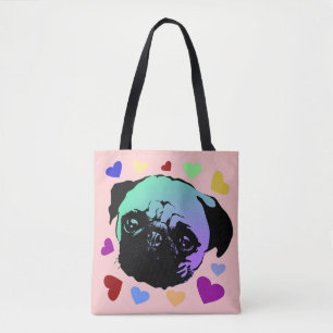 Bolso De Tela Cachorro Pug PopArt Estilo Retro