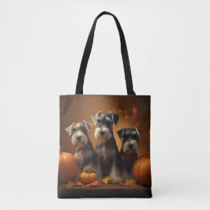 Bolso De Tela Cachorro Schnauzer Delicia de Otoño Calabaza
