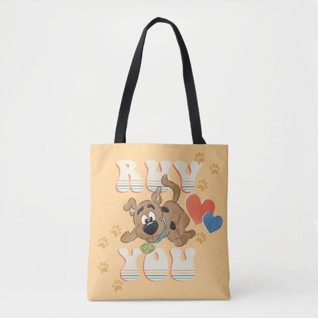 Bolso De Tela Cachorro Scooby-Doo "Ruv You" (Anverso)