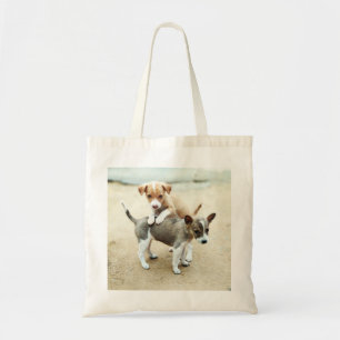 Bolso De Tela Cachorros Adorables Jugando en la Playa