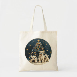 Bolso De Tela Cachorros de Bulldog en inglés del árbol de Navida