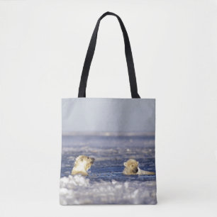 Bolso De Tela Cachorros de oso polar jugando