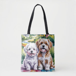 Bolso De Tela Cachorros Esponjosos y Adorables en Parque Urbano 