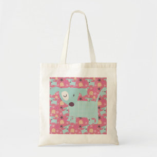Bolso De Tela Cachorros, estrellas y flores