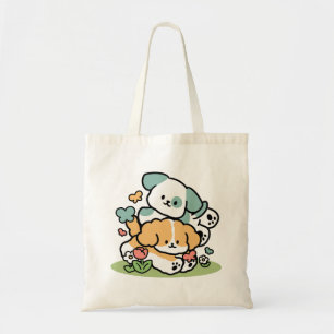 Bolso De Tela Cachorros felices entrando en mayo - Arte de perro