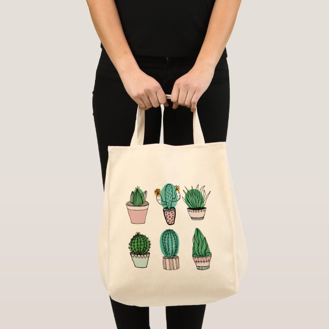 Bolso De Tela Cacti succulent ilustracion de planta machacada (Anverso (producto))