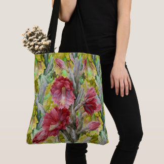 BOLSO DE TELA CACTO DE FLORES, FLORES AMARILLOS ROJOS DE FLORES 