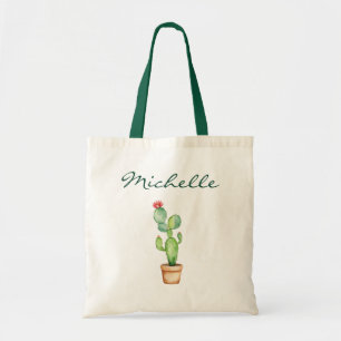 Bolso De Tela Cactus Acuarela Moderna Cactos Suculenta Desierto 