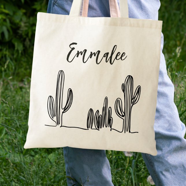 Bolso De Tela Cactus Boho Blanco y Negro (Subido por el creador)