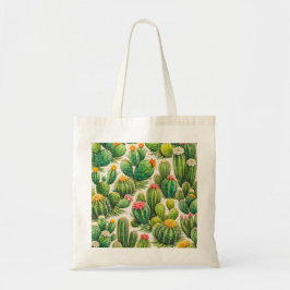 Bolso De Tela Cactus Botánico del Desierto Florido Acuarela