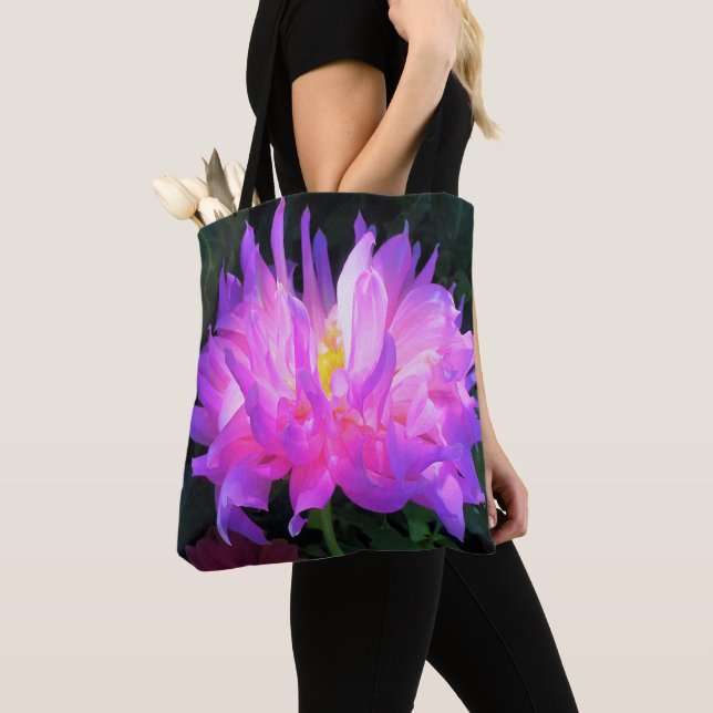 Bolso De Tela Cactus Dahlia rosa y morado asombroso (Detalle)