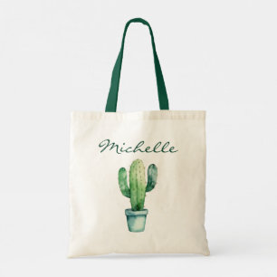 Bolso De Tela Cactus de Acuarela Moderna Cacti Desierto Suculent