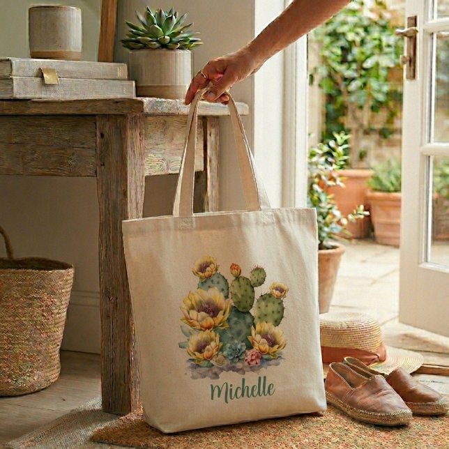 Bolso De Tela Cactus de Flor Amarilla con Nombre (Subido por el creador)