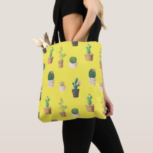 Bolso De Tela Cactus de postre verde en macetas