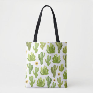 Bolso De Tela Cactus del desierto verde: acuarela sin foco
