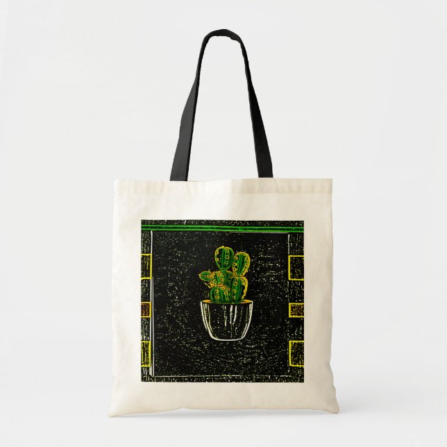 Bolso De Tela Cactus dibujado (Frente)