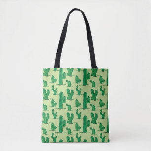 Bolso De Tela Cactus dibujado a mano: patrón sin costura.