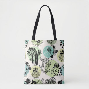 Bolso De Tela Cactús en floración: Encanto sin costura por mano